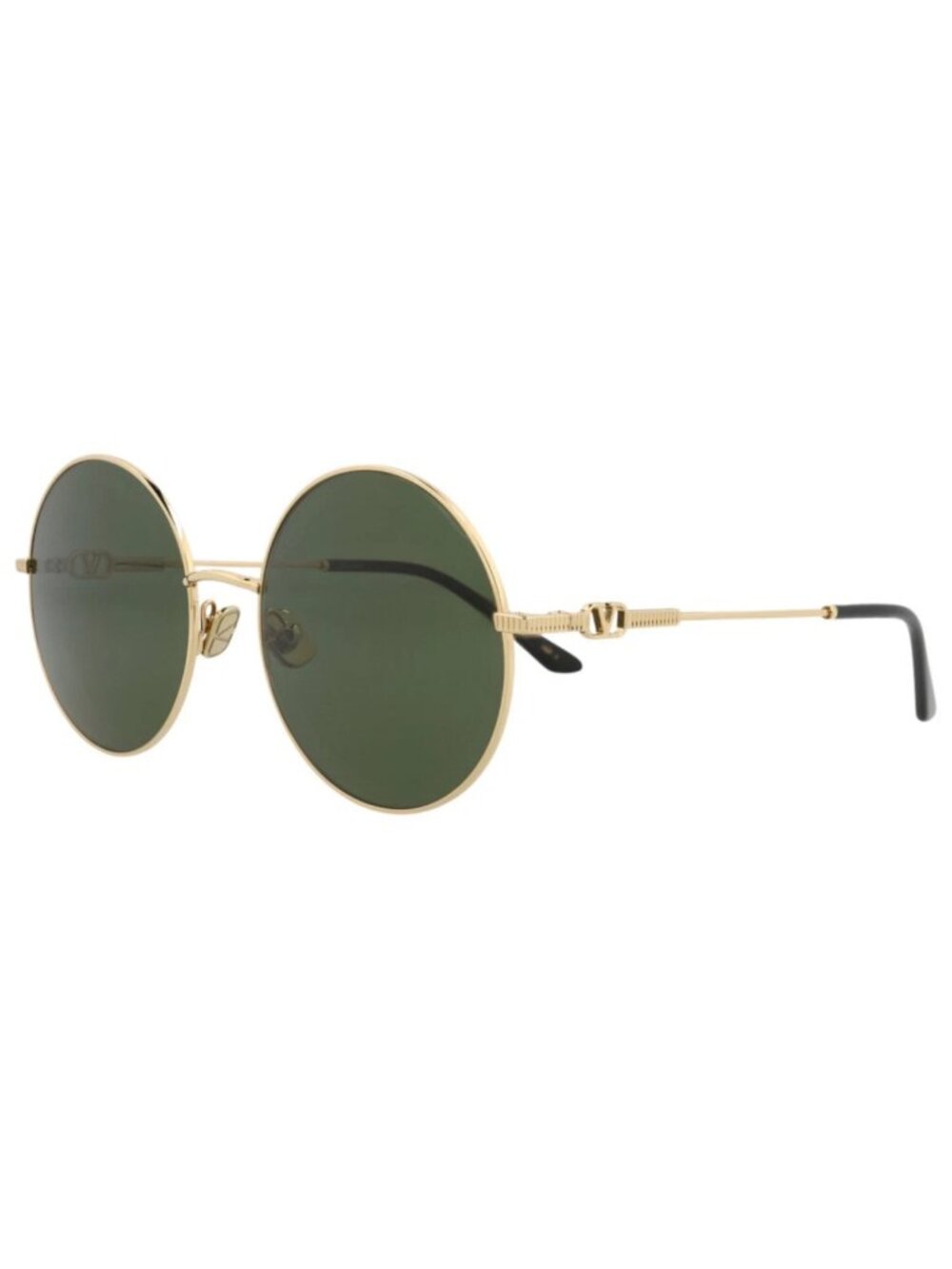 New Valentino Women's Sunglasses Round Oval Metal Frame Unisex Gold Gold Green